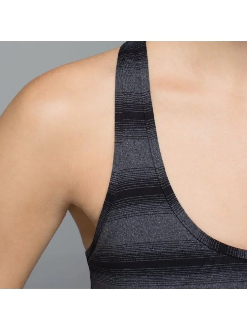 Lululemon Cool Racerback Capilano Stripe Heathered Deep Coal Black tank top